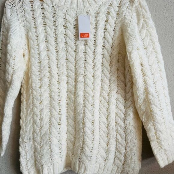 Joe Fresh Women's Pullover Sweater Size Small Ivory 100% Acrylic Cable Knit - Picture 5 of 9
